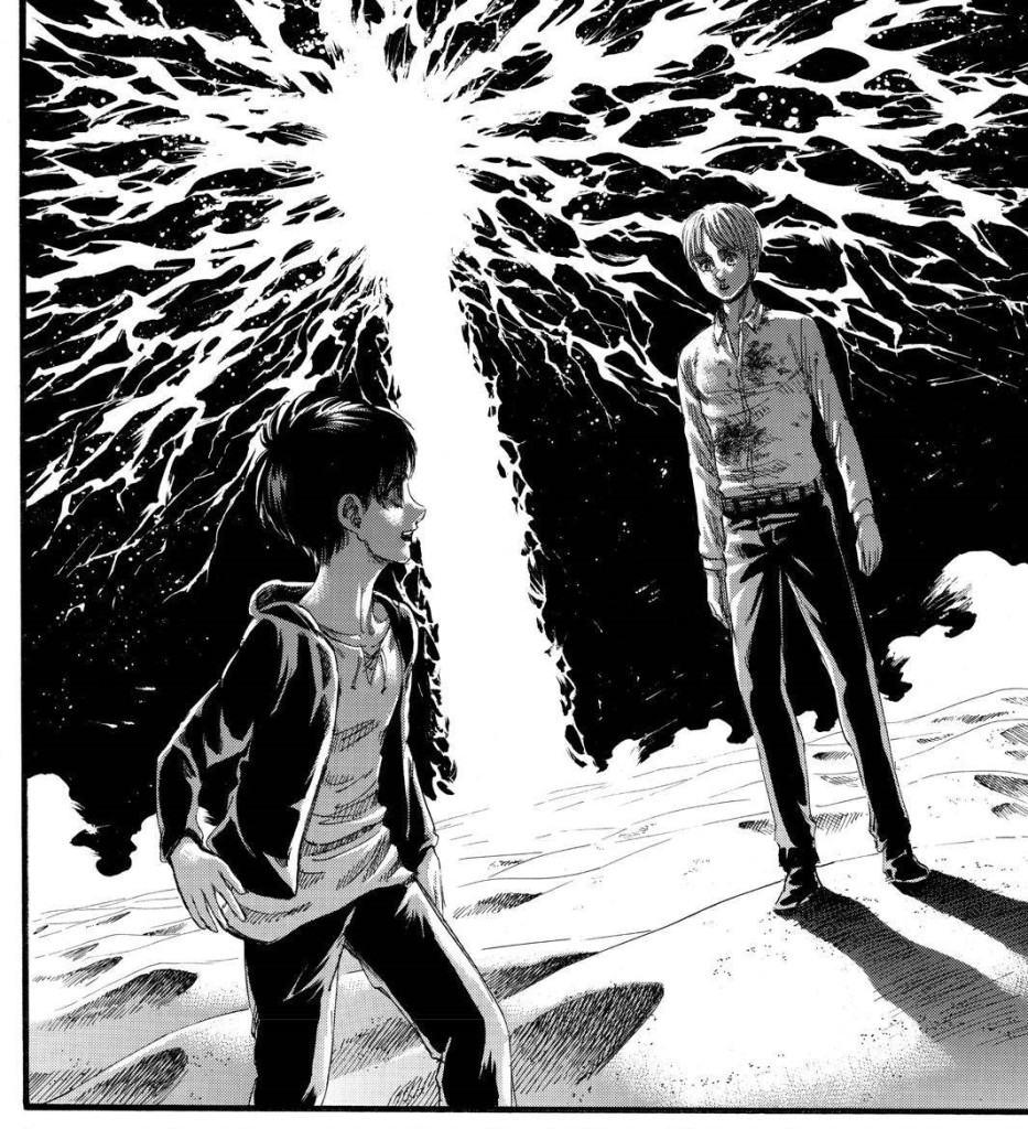 Armin meets Child Eren in PATHs. From Shingeki no Kyojin chapter 131
