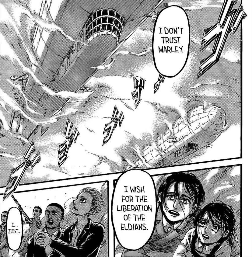 SnK Ch 116: Pieck Finger admits that she doesn't trust Marley, but rather the comrades she has fought alongside