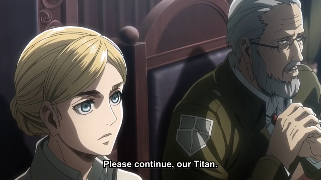 Darius Zackly refers to Eren as "their titan" almost as if the military completely owns him and the Attack Titan indefinitely 