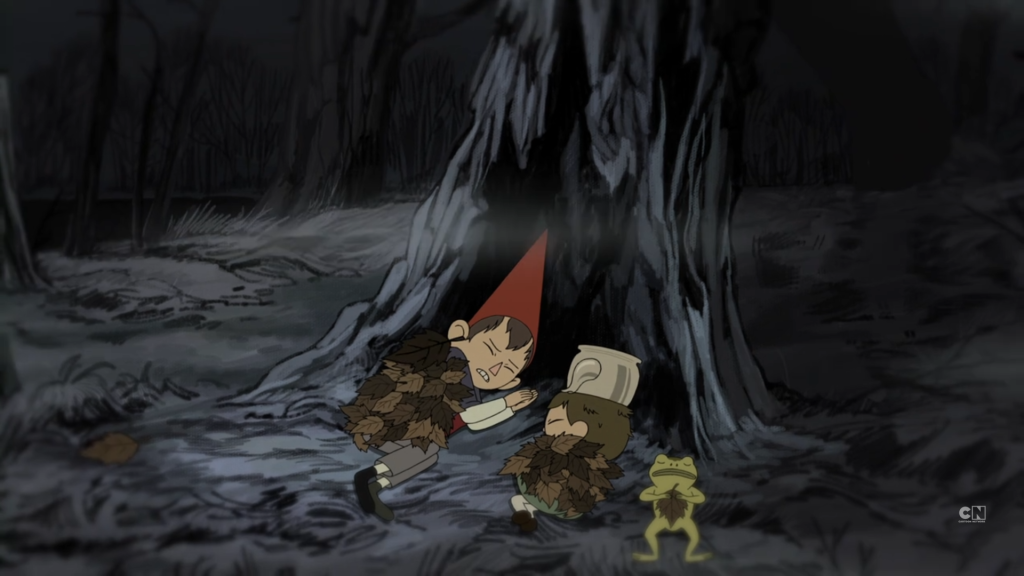 Greg and Wirt fall asleep in the woods during winter - Wirt is the only one cold as he is slowly turning into an Edelwood Tree due to emotional turmoil